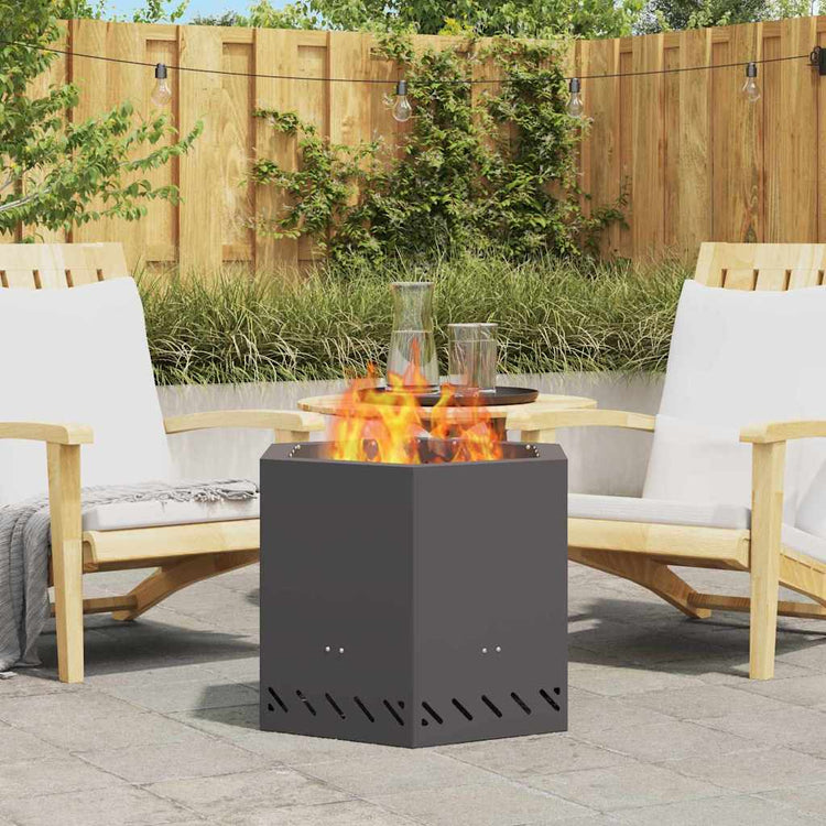 Vidaxl rauchfreie Feuerschale schwarz 58 x 58 x 51 cm Stahl