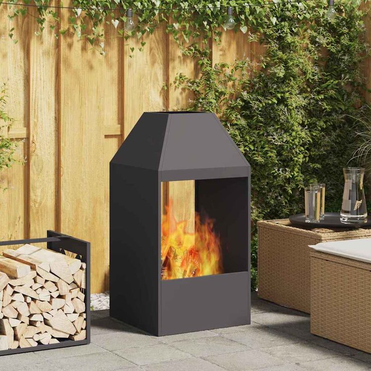 Vidaxl Feuerkorb schwarz 50 x 50 x 100 cm Stahl