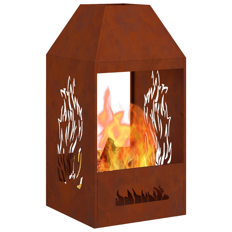 Vidaxl Feuerkorb braun 50 x 50 x 100 cm wetterbeständiger Stahl