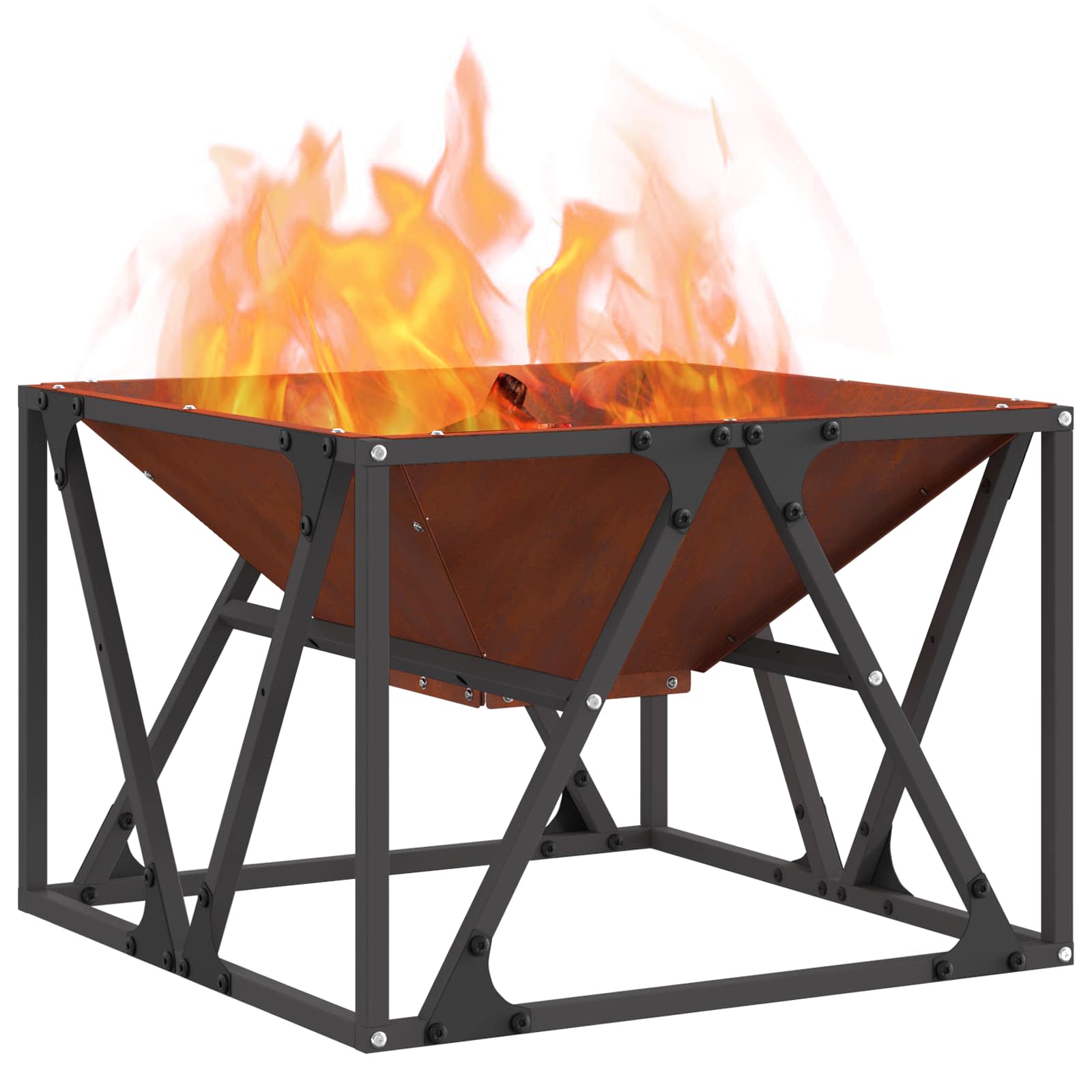 Vidaxl Feuerkorb braun 50 x 50 x 35 cm Cortenstahl