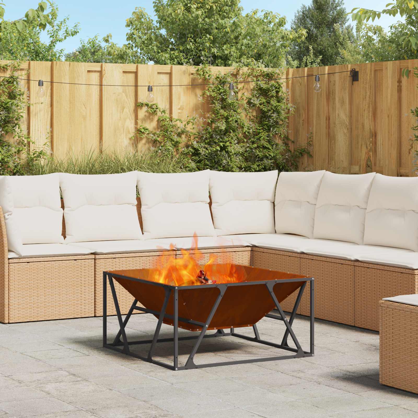 Vidaxl Feuerkorb braun 80 x 80 x 40 cm Cortenstahl