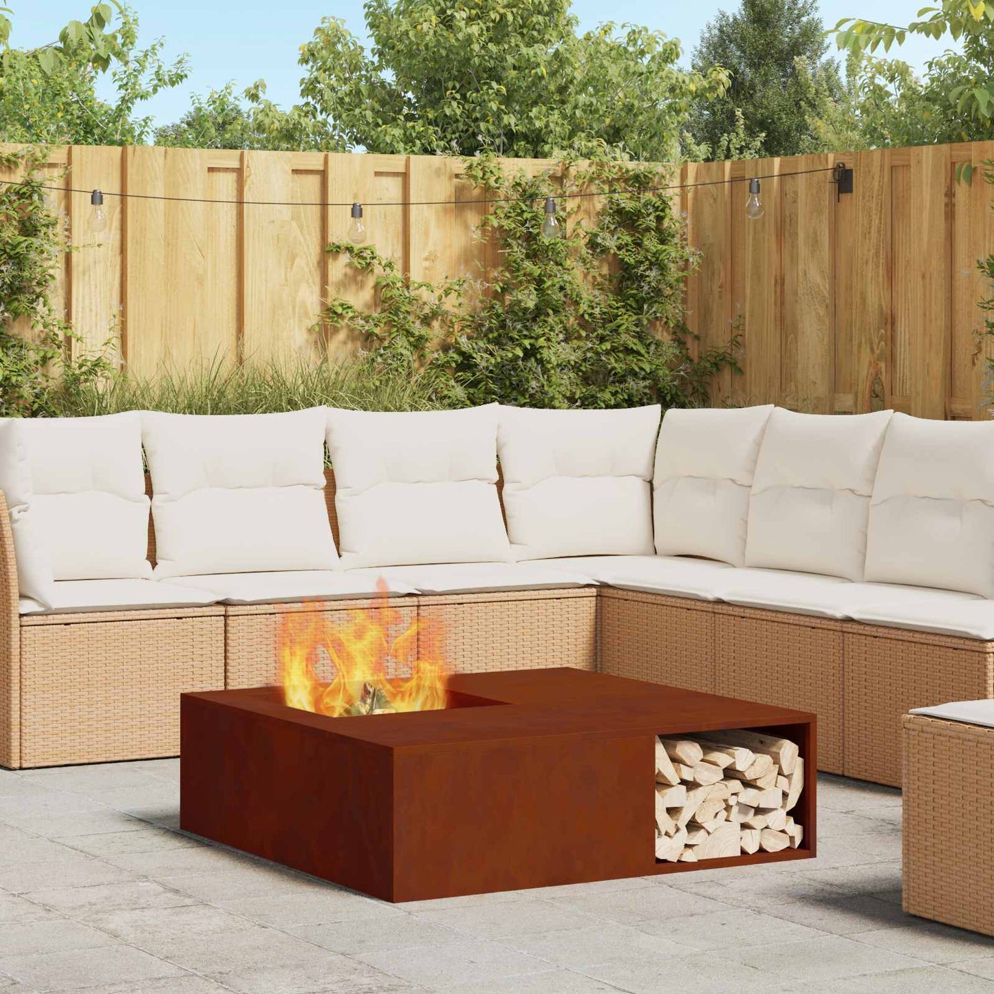 Vidaxl Feuerkorb braun 100 x 100 x 30 cm Cortenstahl