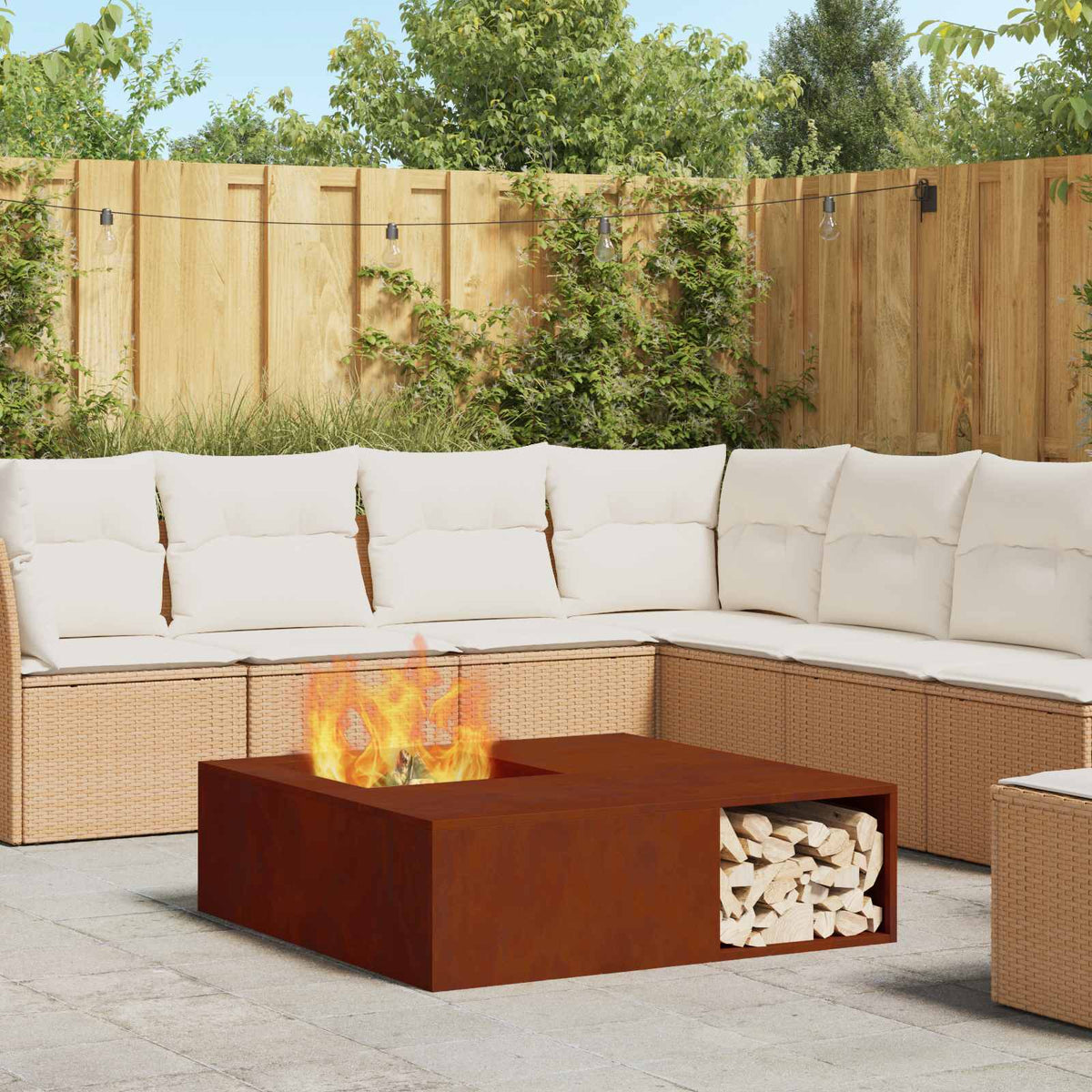 Vidaxl Feuerkorb braun 100 x 100 x 30 cm Cortenstahl