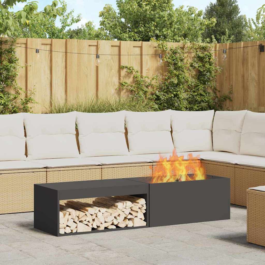 Vidaxl Feuerkorb schwarz 160 x 45 x 35 cm Stahl