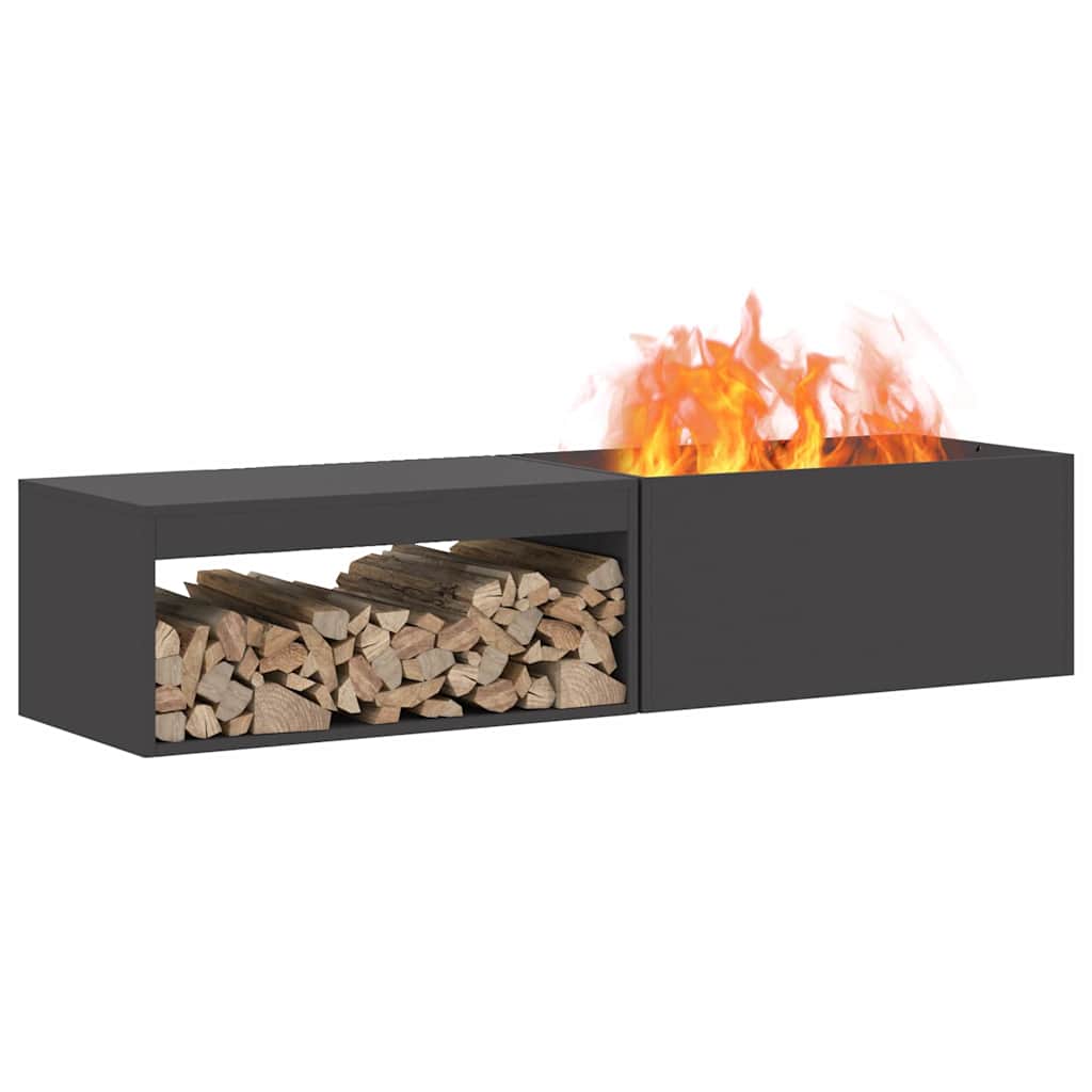 Vidaxl Feuerkorb schwarz 160 x 45 x 35 cm Stahl