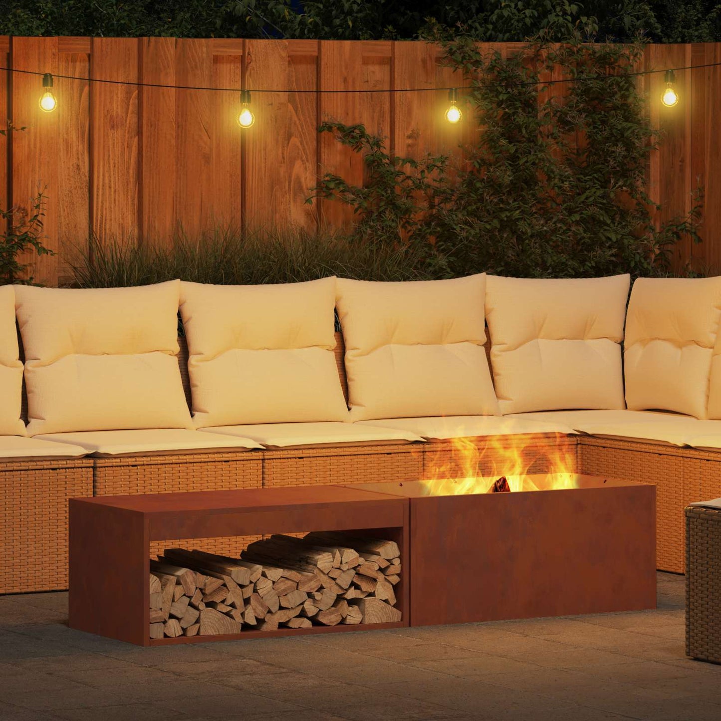 Vidaxl Feuerkorb braun 160 x 45 x 35 cm Stahl