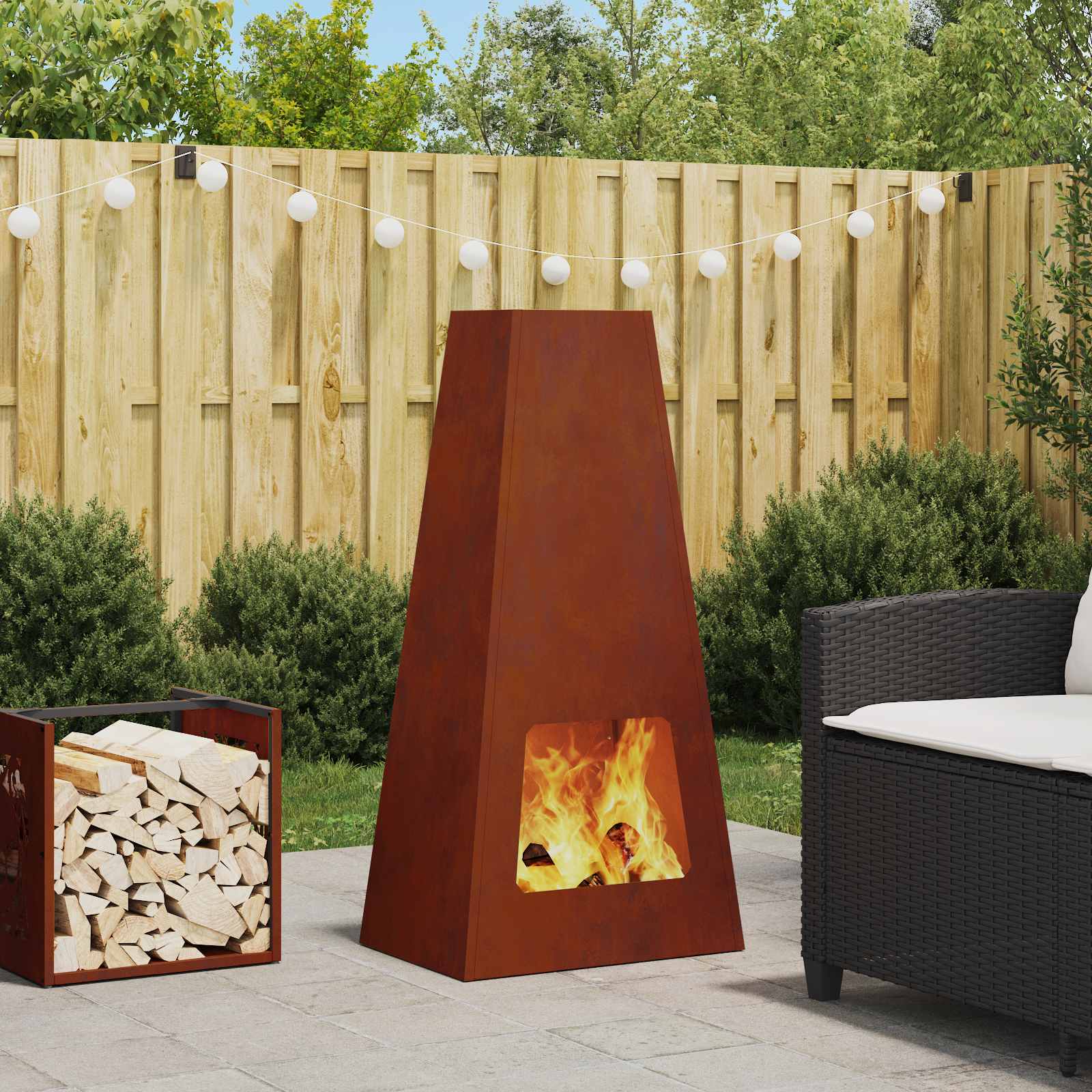 Vidaxl Feuerkorb braun 50 x 35 x 100 cm Cortenstahl