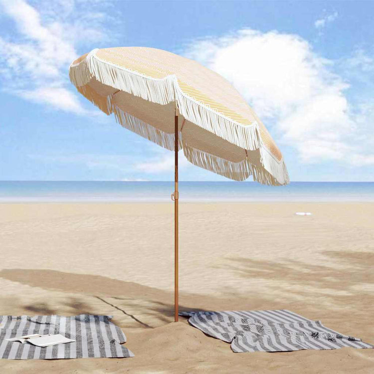 VidaXL Strandsonnenschirm Gelb und Weiß 160 x 160 x 196 cm Polyester und Stahl