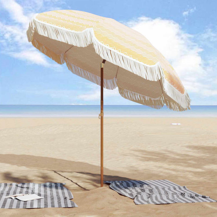 Vidaxxl Strandsonnenschirm Gelb und Weiß 205 x 205 x 210 cm Polyester und Stahl