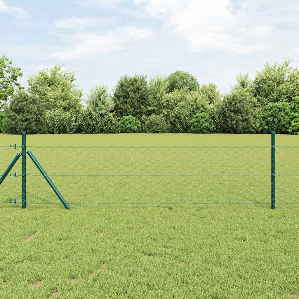 Vidaxl Zaunpfahl grün 10 x 0,5 m (50 mm Maschenweite) Stahl und PVC