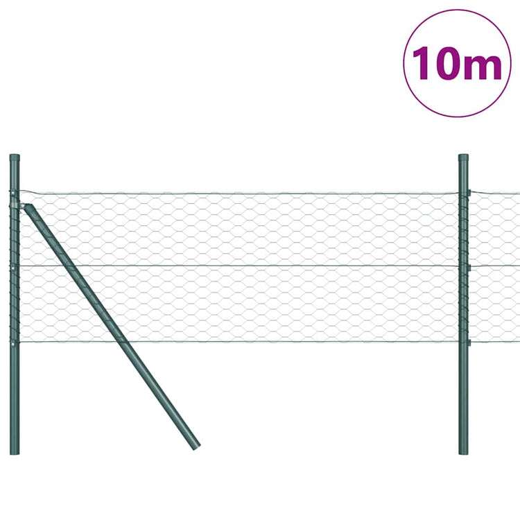 Vidaxl Zaunpfahl grün 10 x 0,8 m (36 mm Maschenweite) Stahl und PVC
