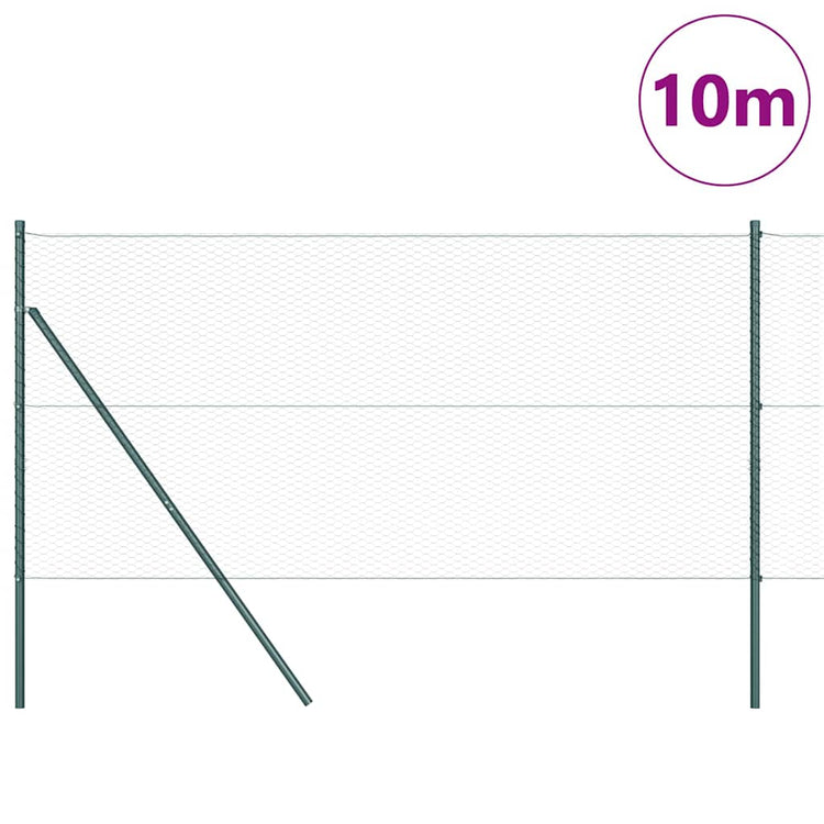 Vidaxl Zaunpfahl grün 10 x 1,2 m (25 mm Maschenweite) Stahl und PVC