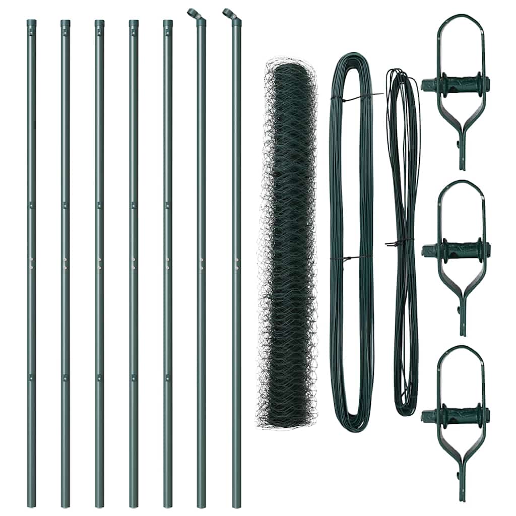 Vidaxl Zaunpfahl grün 10 x 1,4 m (36 mm Maschenweite) Stahl und PVC