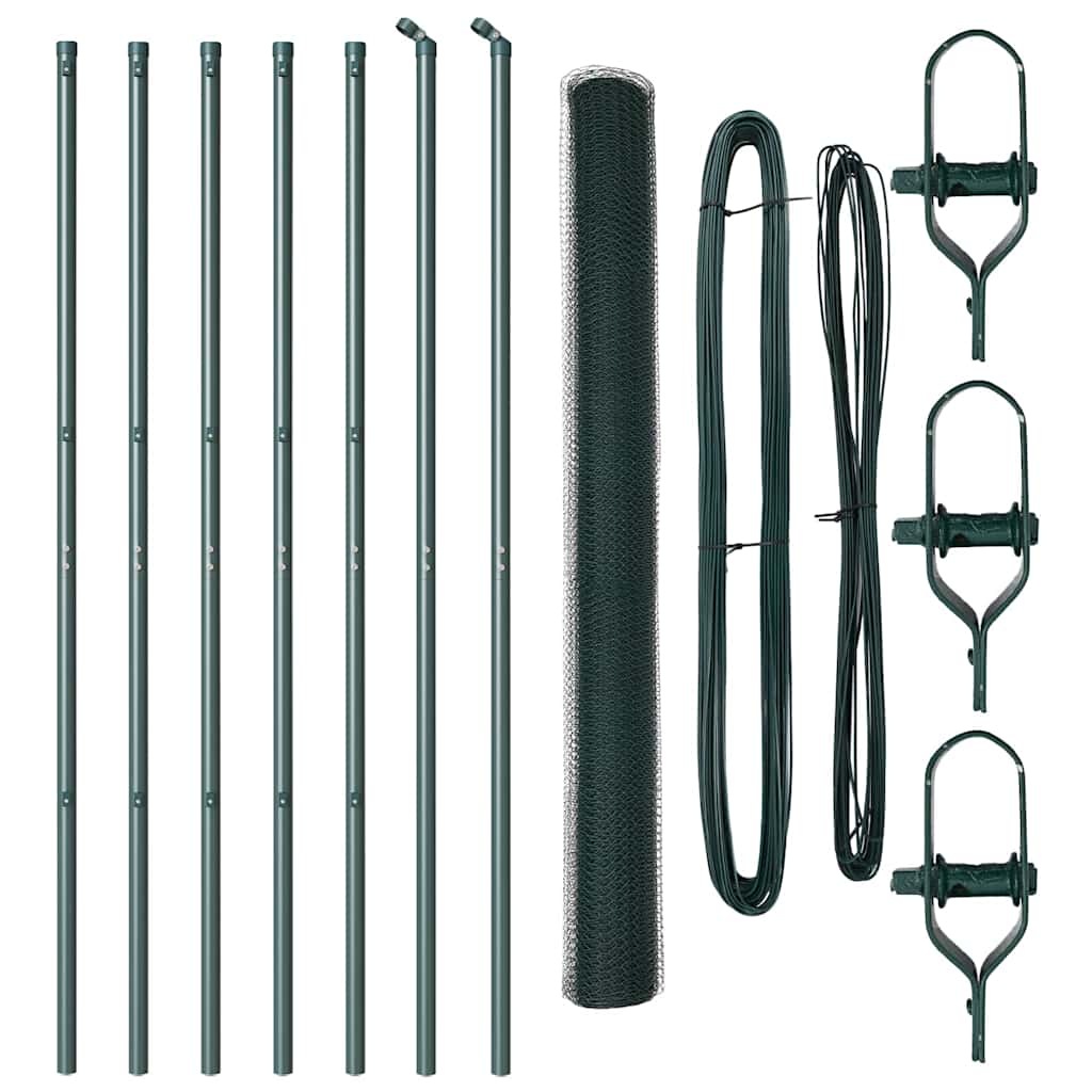 Vidaxl Zaunpfahl grün 10 x 1,5 m (13 mm Maschenweite) Stahl und PVC