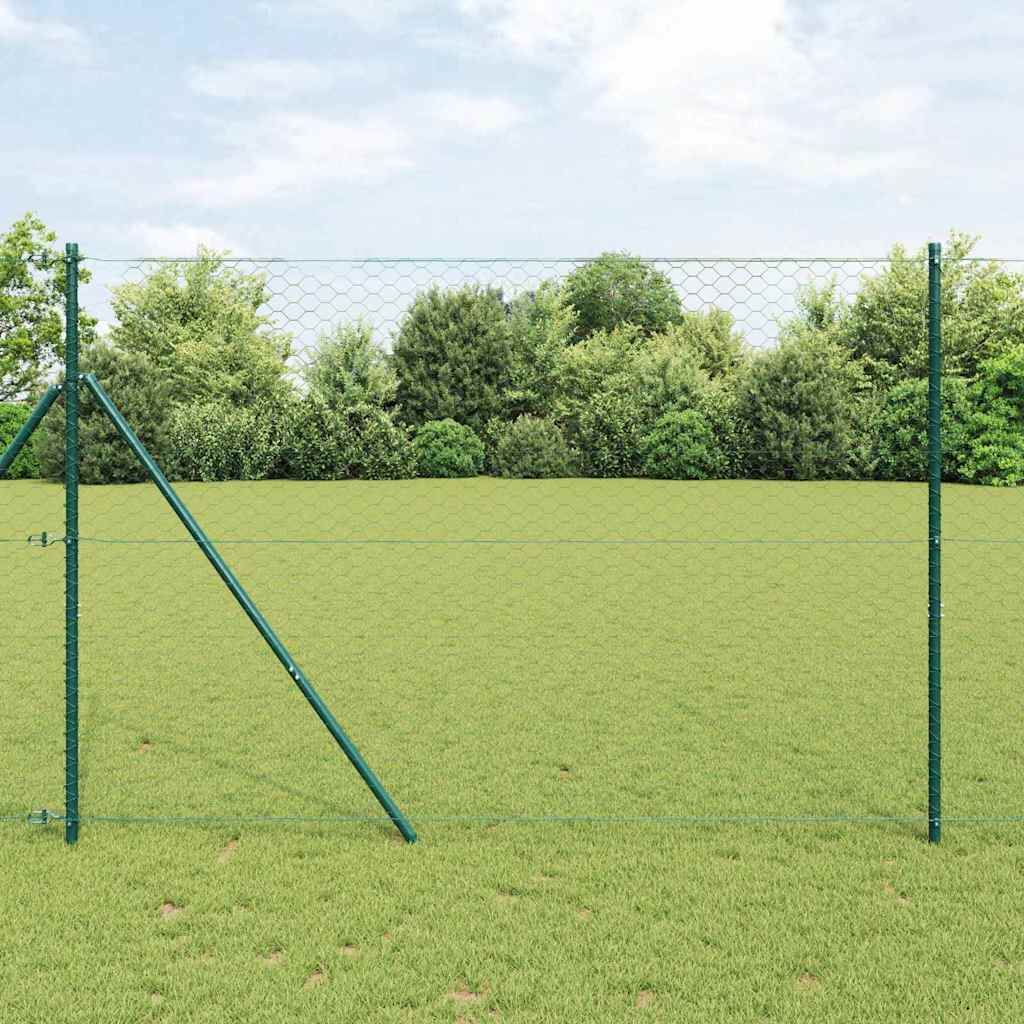 Vidaxl Zaunpfahl grün 10 x 1,6 m (50 mm Maschenweite) Stahl und PVC