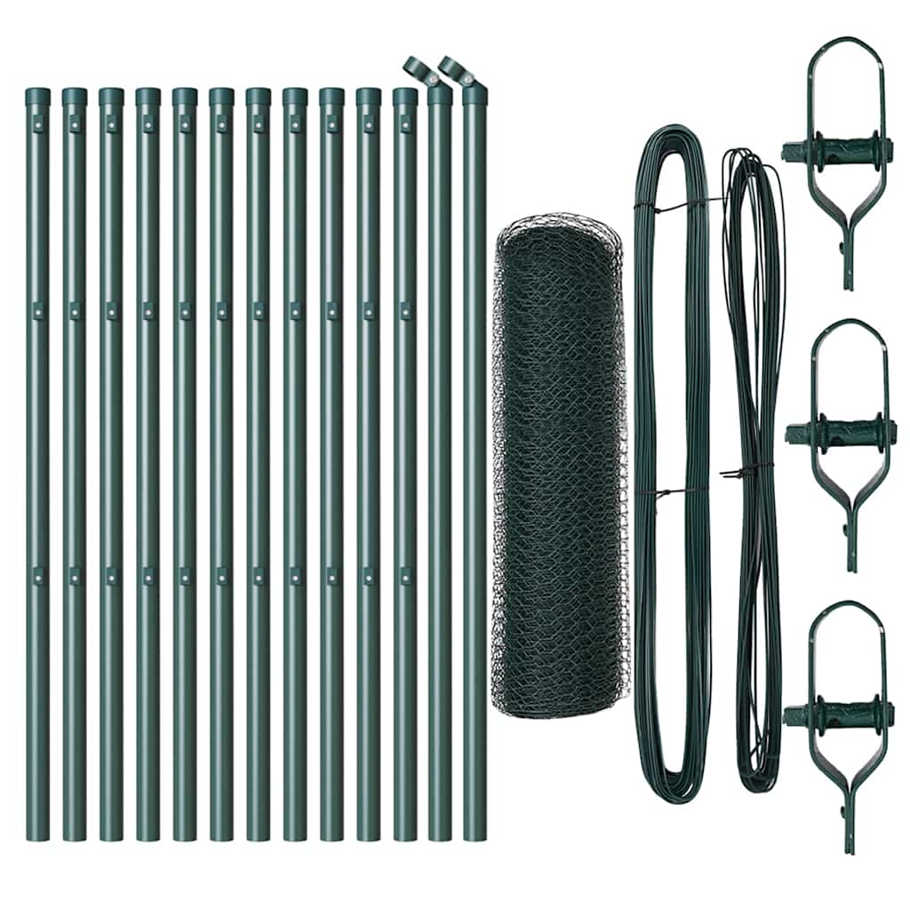 Vidaxl Zaunpfahl grün 25 x 0,4 m (25 mm Maschenweite) Stahl und PVC