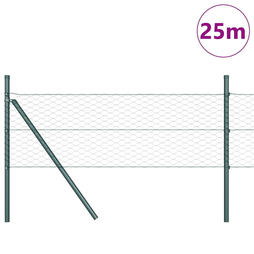 Vidaxl Zaunpfahl grün 25 x 0,4 m (36 mm Maschenweite) Stahl und PVC