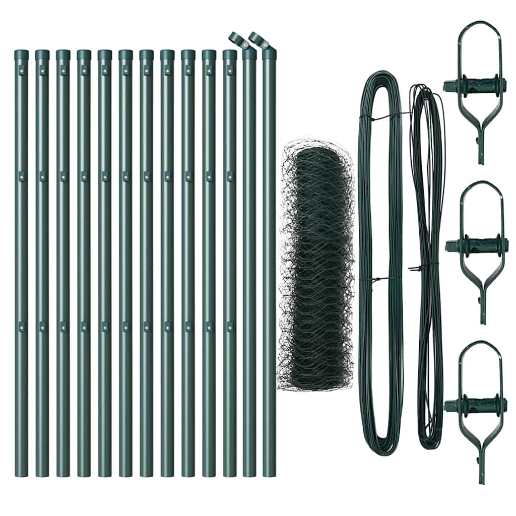 Vidaxl Zaunpfahl grün 25 x 0,4 m (50 mm Maschenweite) Stahl und PVC