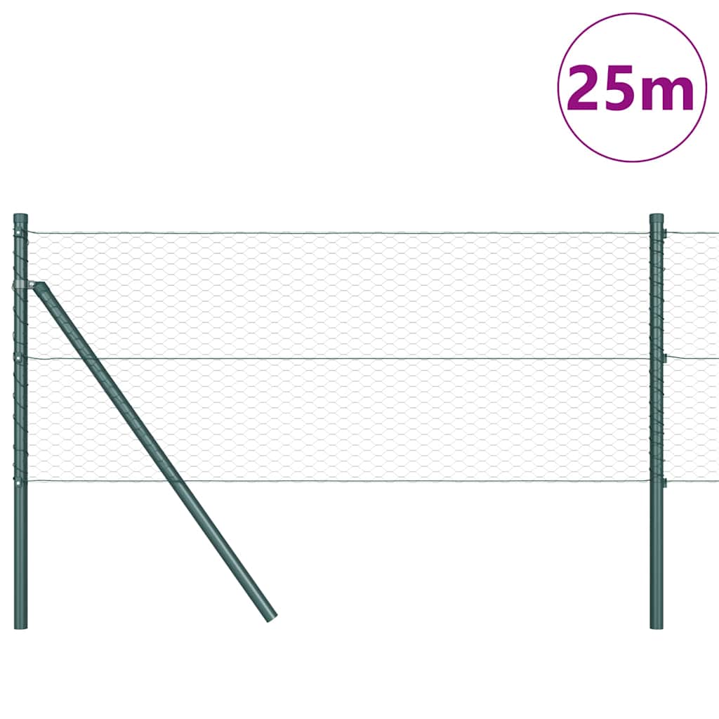 Vidaxl Zaunpfahl grün 25 x 0,6 m (25 mm Maschenweite) Stahl und PVC