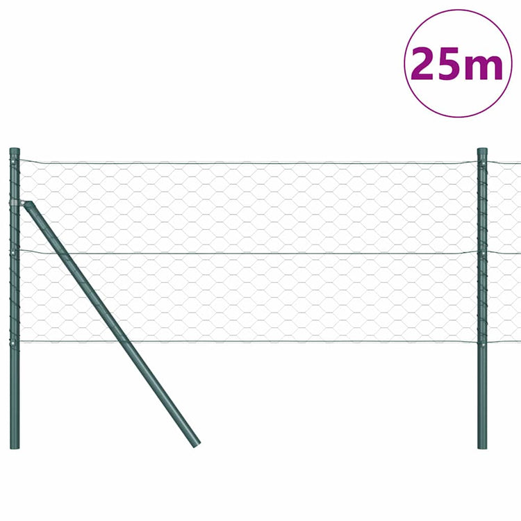 Vidaxl Zaunpfahl grün 25 x 0,6 m (50 mm Maschenweite) Stahl und PVC