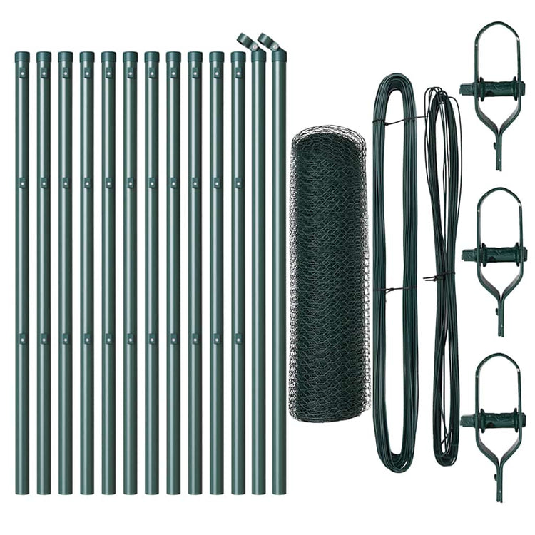 Vidaxl Zaunpfahl grün 25 x 0,8 m (25 mm Maschenweite) Stahl und PVC