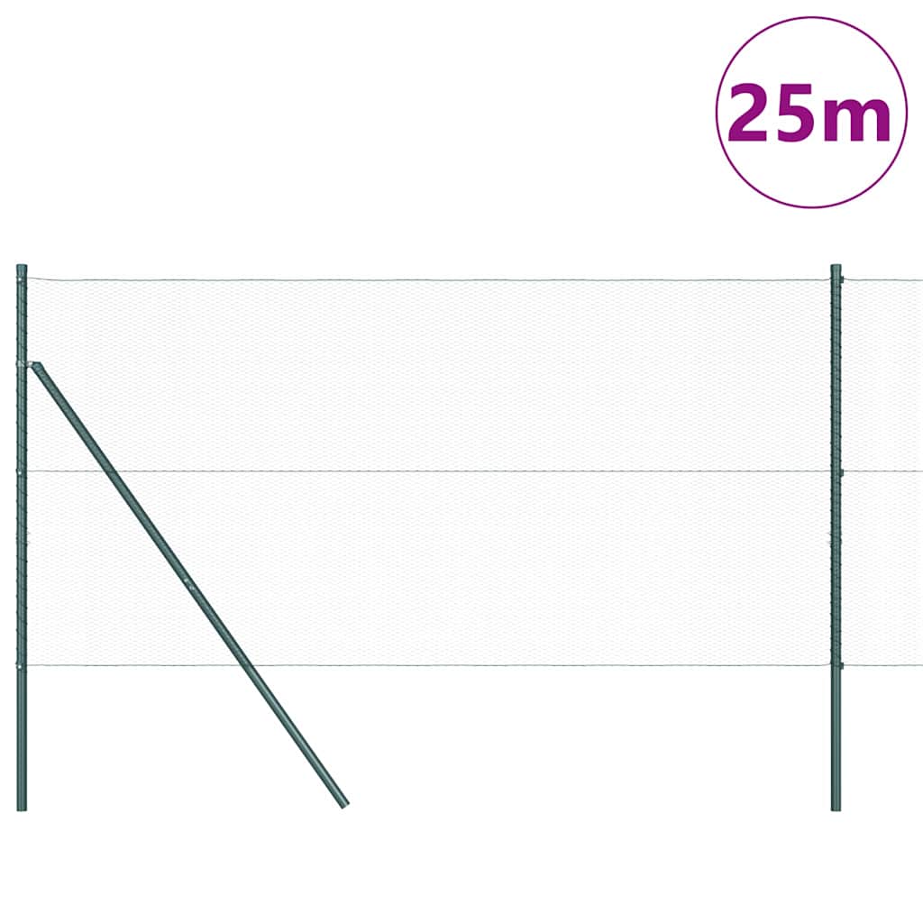Vidaxl Zaunpfahl grün 25 x 1,4 m (13 mm Maschenweite) Stahl und PVC
