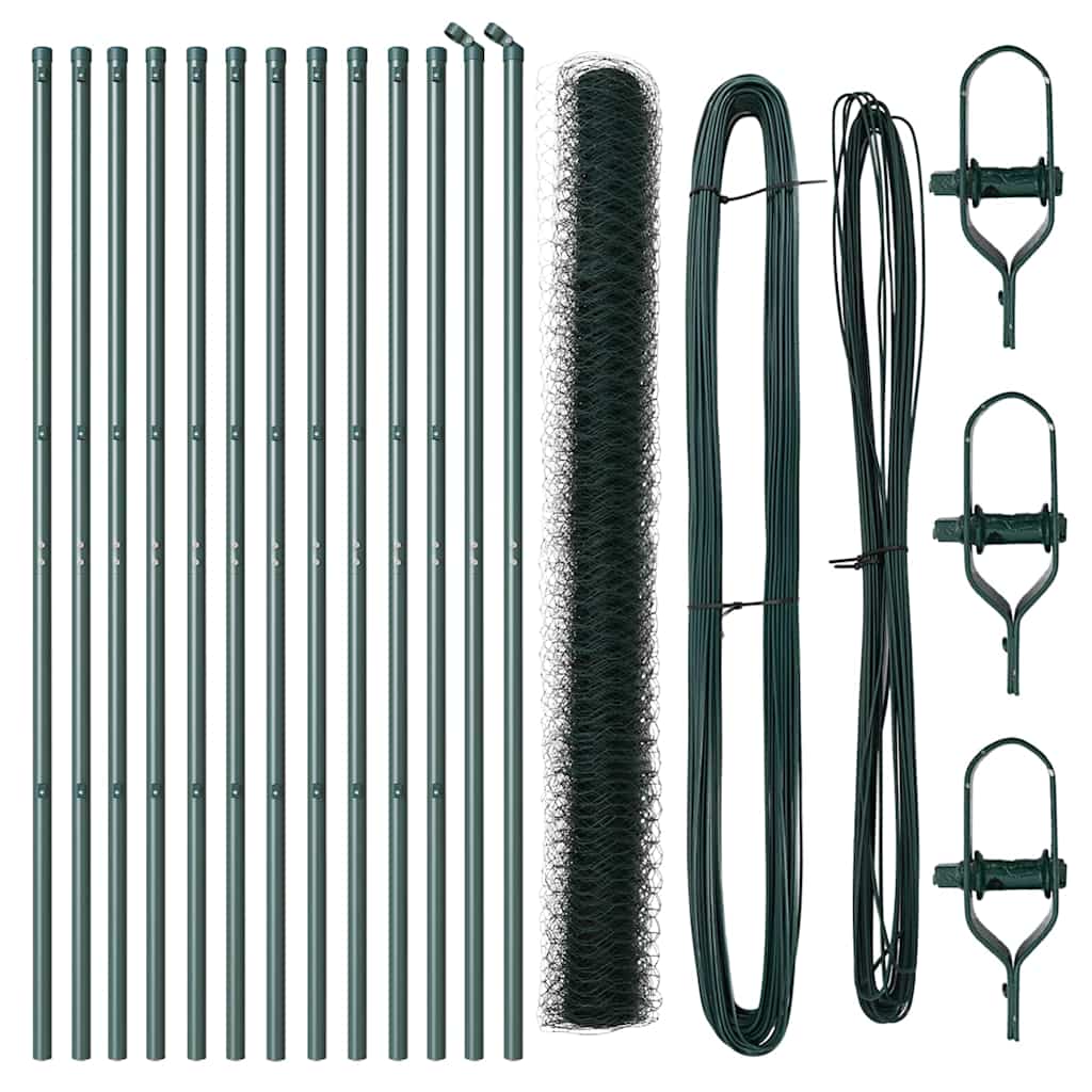Vidaxl Zaunpfahl grün 25 x 1,6 m (36 mm Maschenweite) Stahl und PVC