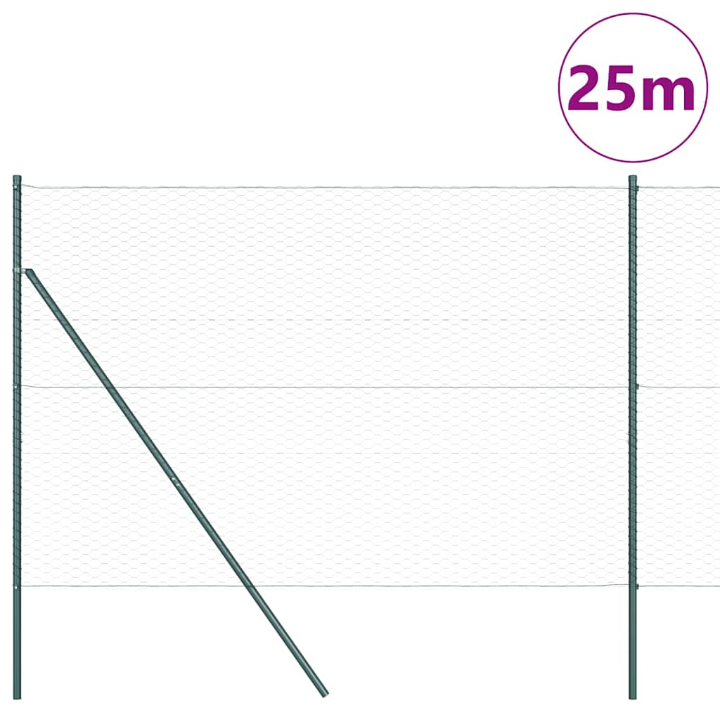 Vidaxl Zaunpfahl grün 25 x 1,6 m (36 mm Maschenweite) Stahl und PVC