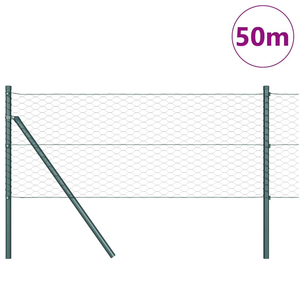 Vidaxl Zaunpfahl grün 50 x 0,6 m (36 mm Maschenweite) Stahl und PVC