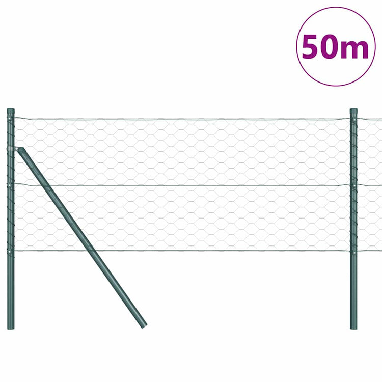 Vidaxl Zaunpfahl grün 50 x 0,6 m (50 mm Maschenweite) Stahl und PVC