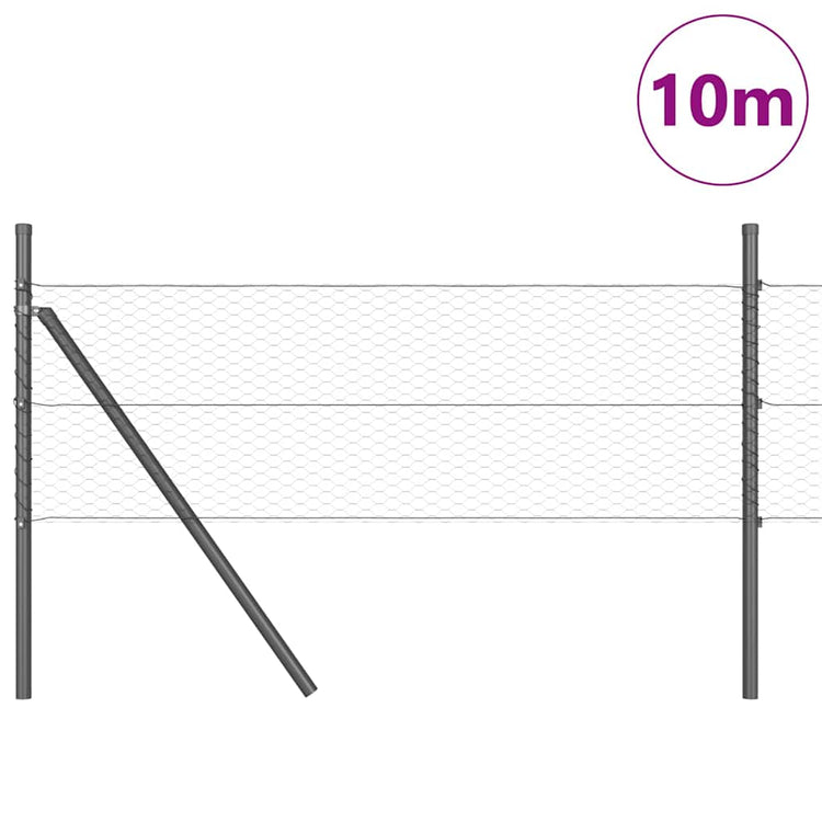 Vidaxl Zaunpfosten grau 10 x 0,4 m (25 mm Maschenweite) Stahl und PVC