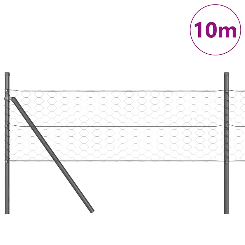 Vidaxl Zaunpfosten grau 10 x 0,4 m (50 mm Maschenweite) Stahl und PVC