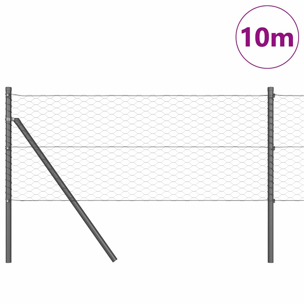 Vidaxl Zaunpfosten grau 10 x 0,6 m (36 mm Maschenweite) Stahl und PVC