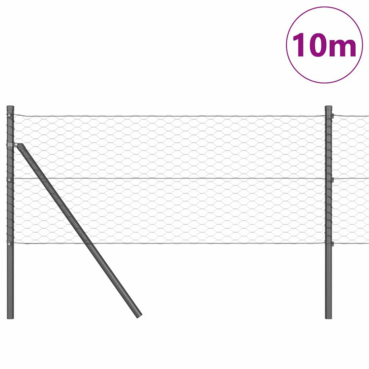 Vidaxl Zaunpfosten grau 10 x 0,6 m (36 mm Maschenweite) Stahl und PVC