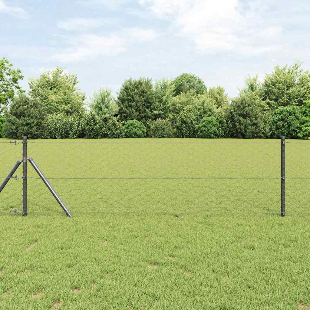 Vidaxl Zaunpfosten grau 10 x 0,6 m (50 mm Maschenweite) Stahl und PVC