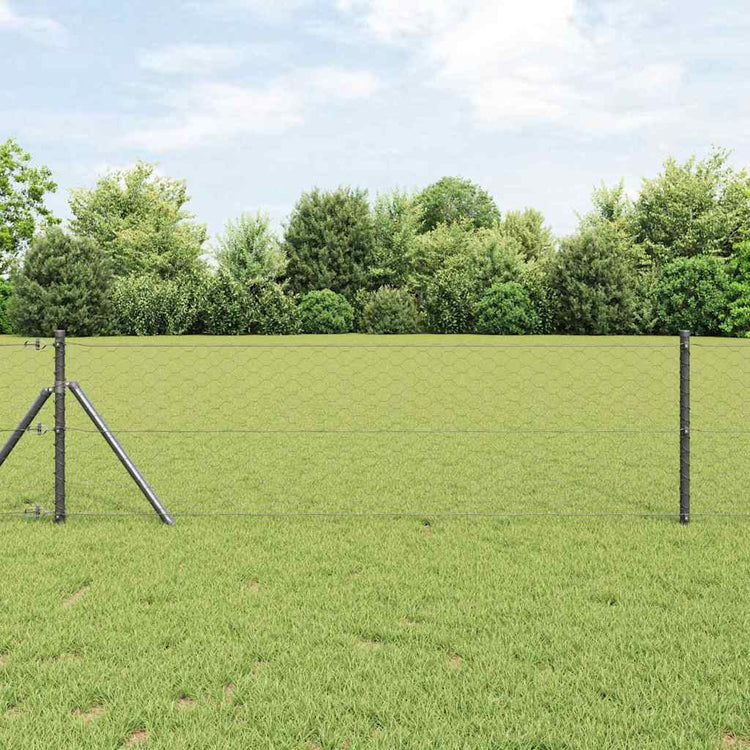 Vidaxl Zaunpfosten grau 10 x 0,6 m (50 mm Maschenweite) Stahl und PVC