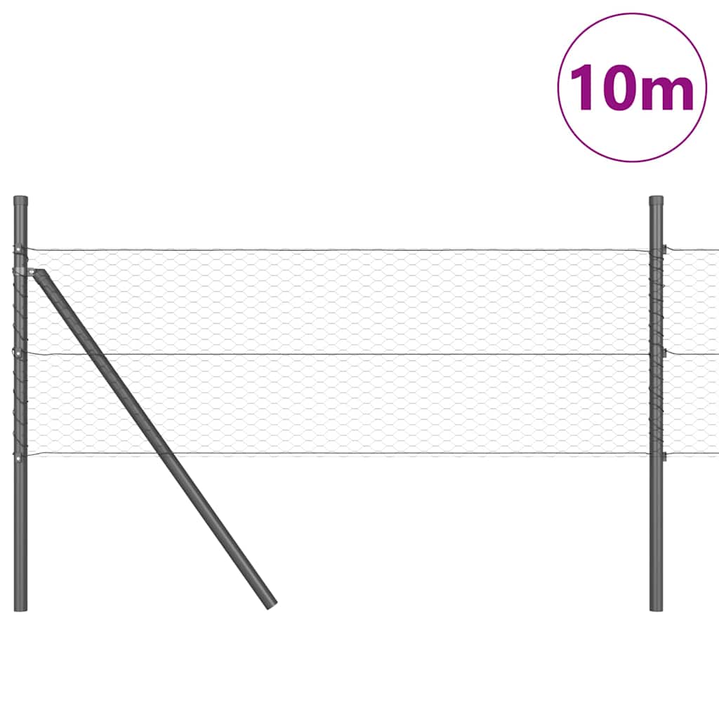 Vidaxl Zaunpfosten grau 10 x 0,8 m (25 mm Maschenweite) Stahl und PVC