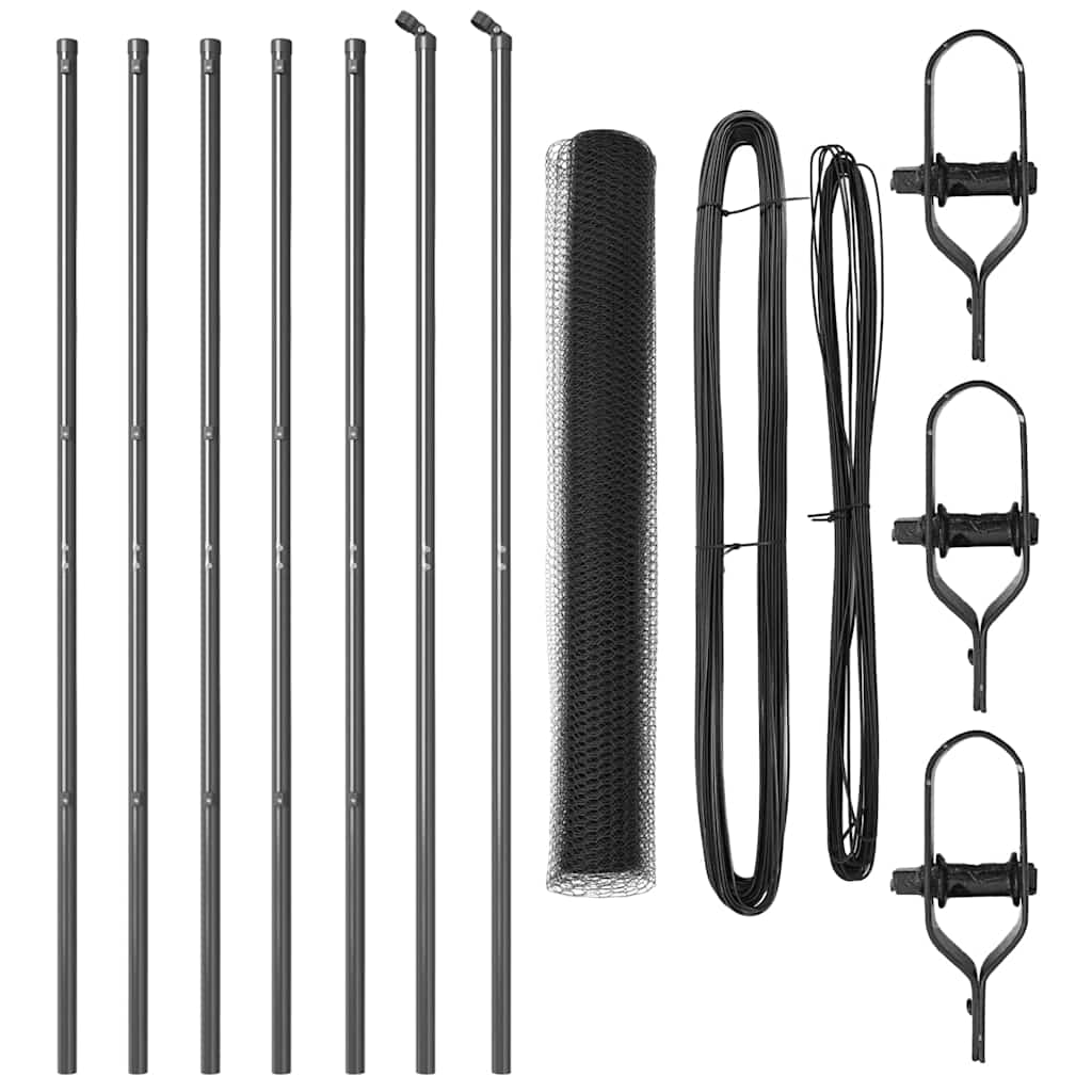 Vidaxl Zaunpfosten grau 10 x 1,4 m (13 mm Maschenweite) Stahl und PVC