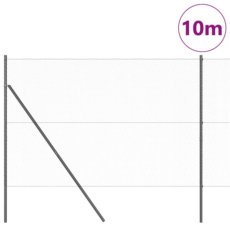 Vidaxl Zaunpfahl grau 10 x 1,5 m (25 mm Maschenweite) Stahl und PVC