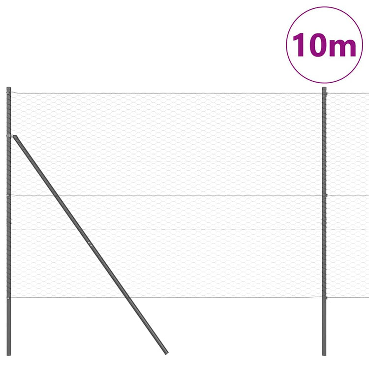 Vidaxl Zaunpfosten grau 10 x 1,5 m (36 mm Maschenweite) Stahl und PVC