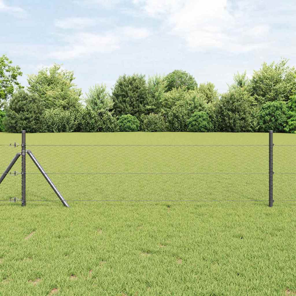 Vidaxl Zaunpfosten grau 25 x 0,4 m (25 mm Maschenweite) Stahl und PVC