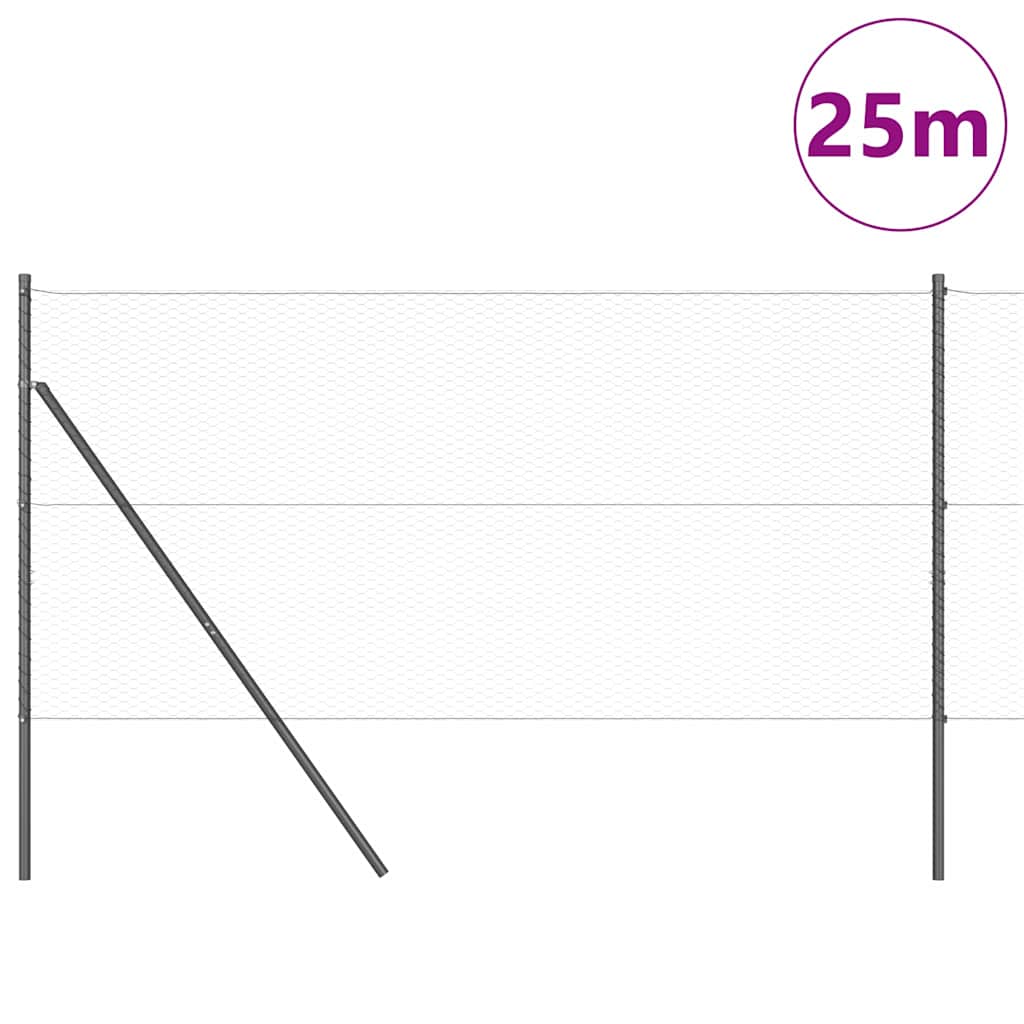 Vidaxl Zaunpfahl grau 25 x 1 m (25 mm Maschenweite) Stahl