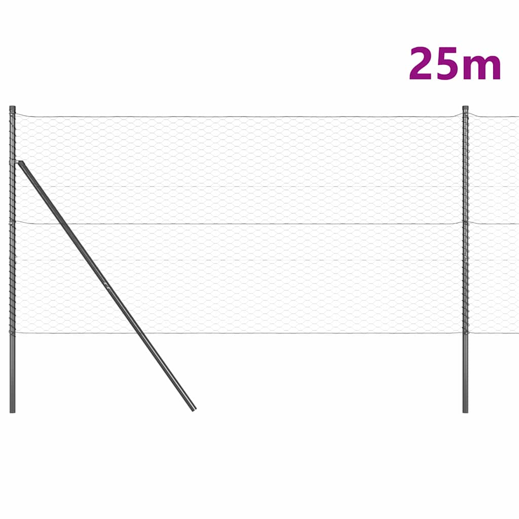 Vidaxl Zaunpfahl grau 25 x 1,2 m (36 mm Maschenweite) Stahl