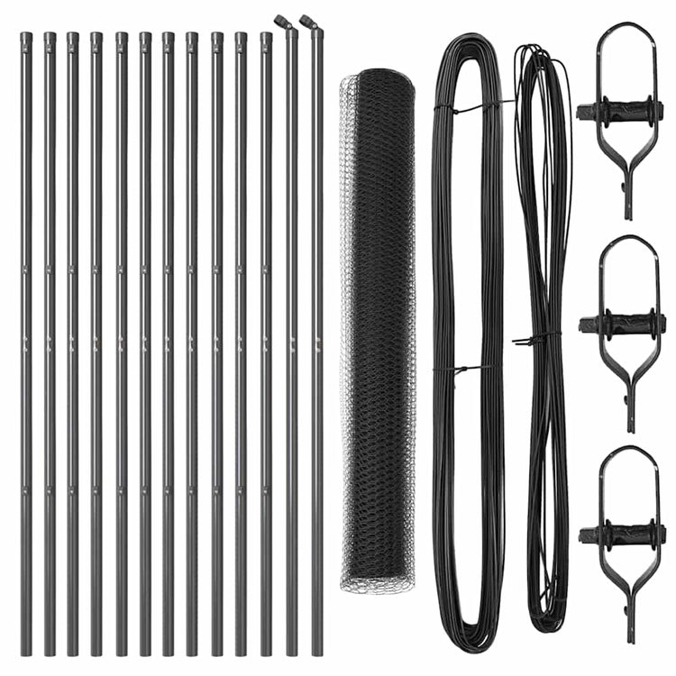 Vidaxl Zaunpfosten grau 25 x 1,4 m (13 mm Maschenweite) Stahl und PVC