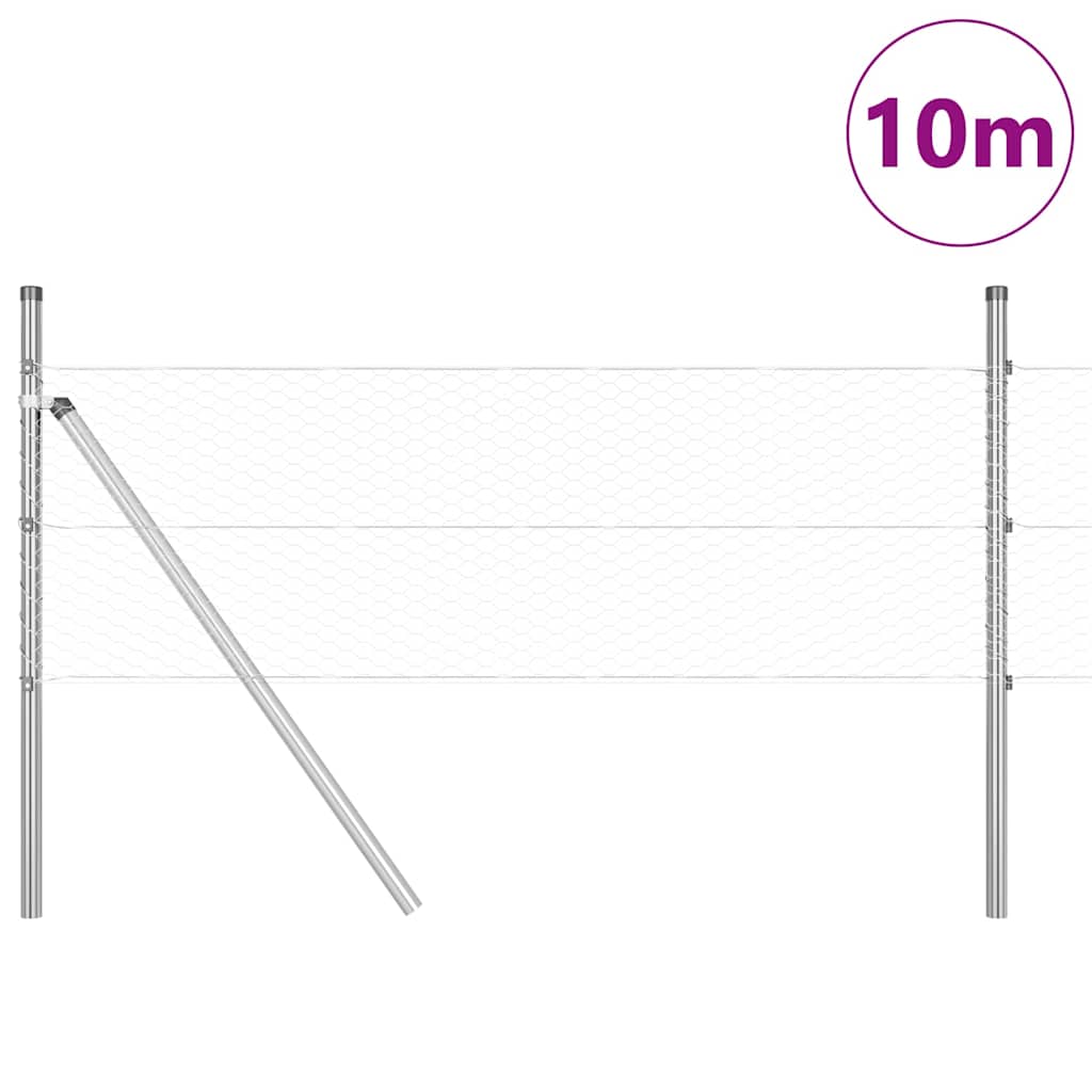 Vidaxl Zaunpfahl Silber 10 x 0,4 m (25 mm Maschenweite) Stahl