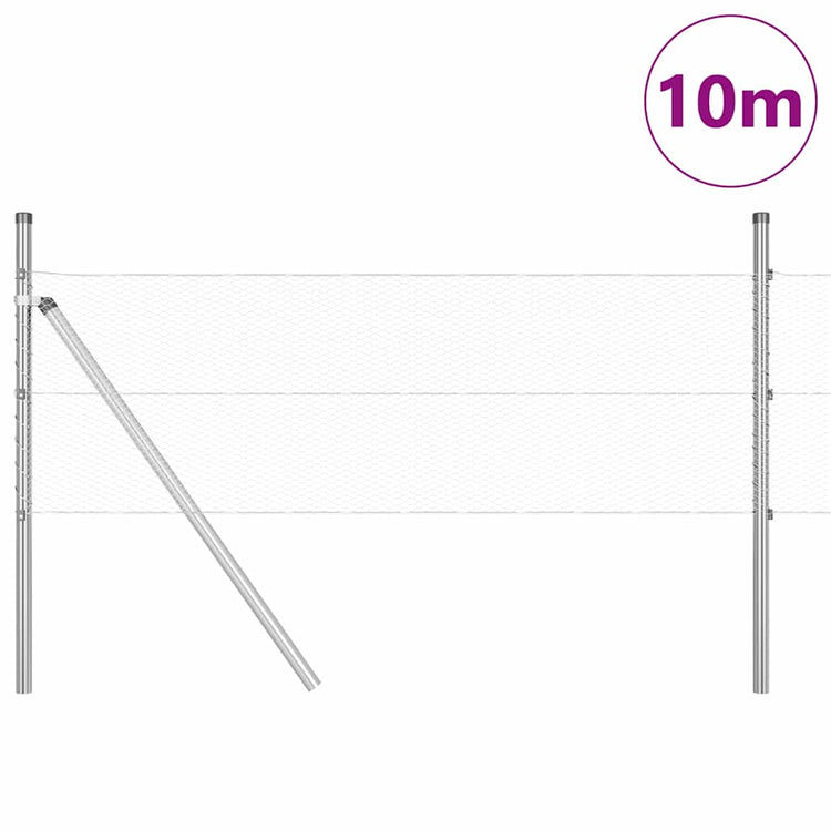 Vidaxl Zaunpfahl Silber 10 x 0,5 m (13 mm Maschenweite) Stahl