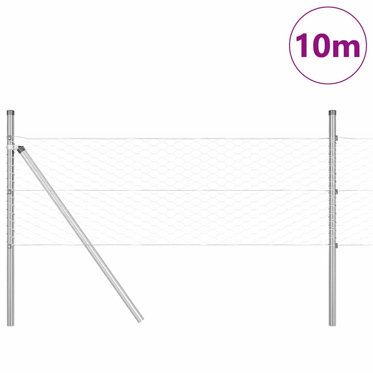 Vidaxl Zaunpfahl Silber 10 x 0,5 m (36 mm Maschenweite) Stahl