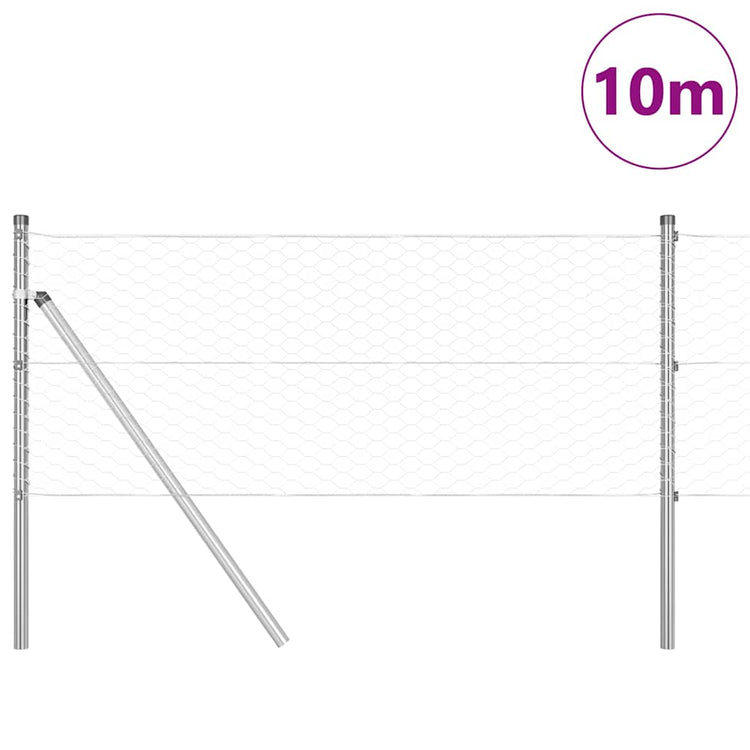 Vidaxl Zaunpfahl Silber 10 x 0,6 m (36 mm Maschenweite) Stahl