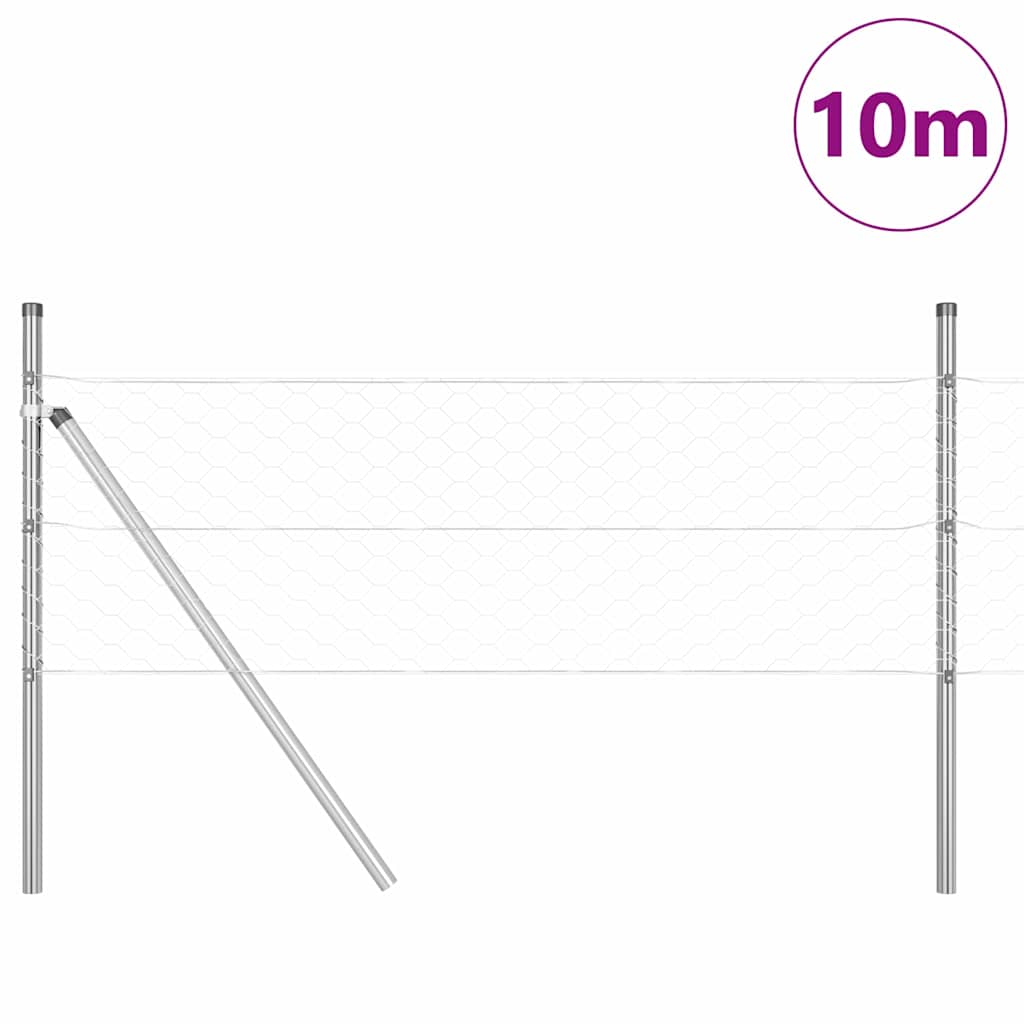 Vidaxl Zaunpfahl Silber 10 x 0,8 m (50 mm Maschenweite) Stahl