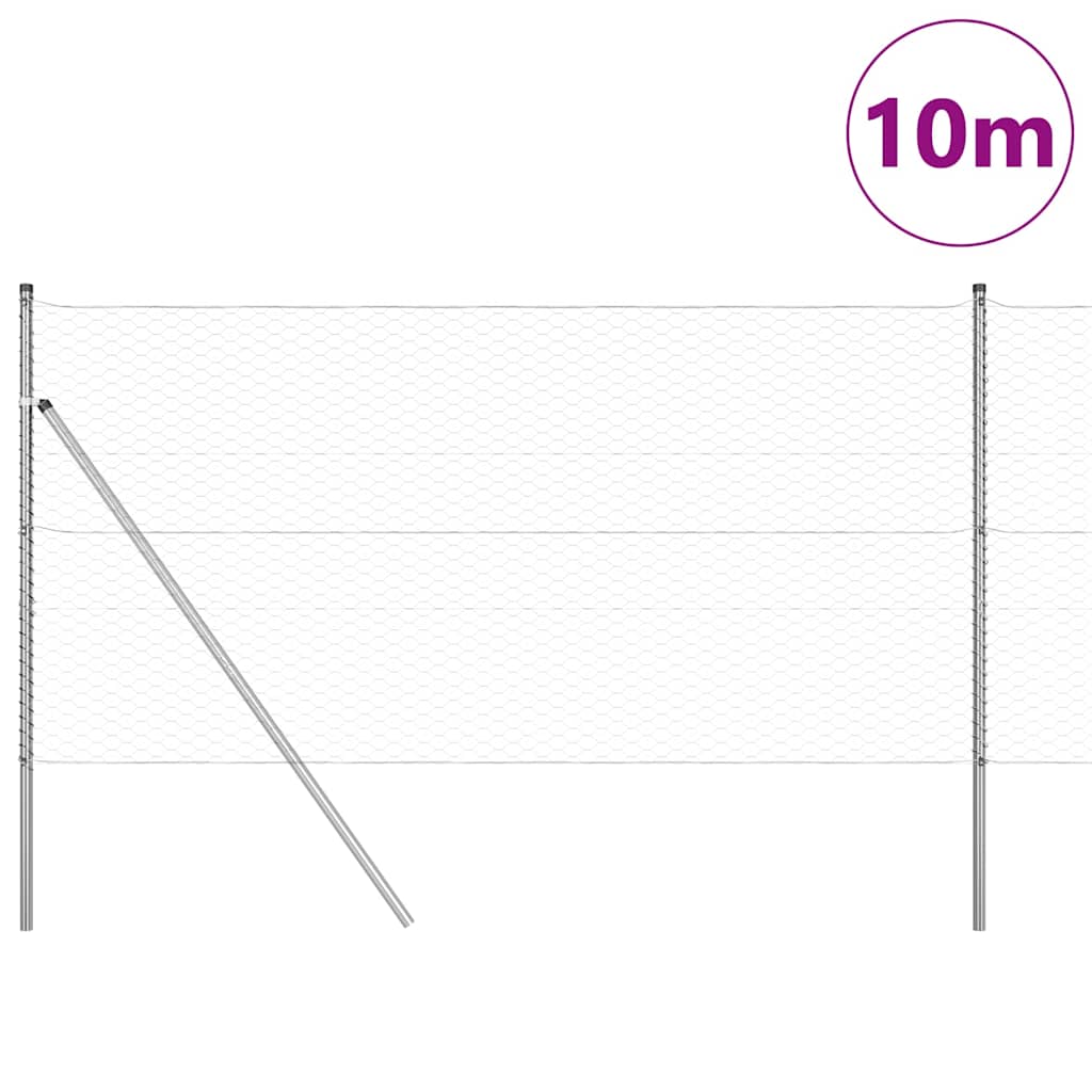 Vidaxl Zaunpfahl Silber 10 x 1 m (36 mm Maschenweite) Stahl